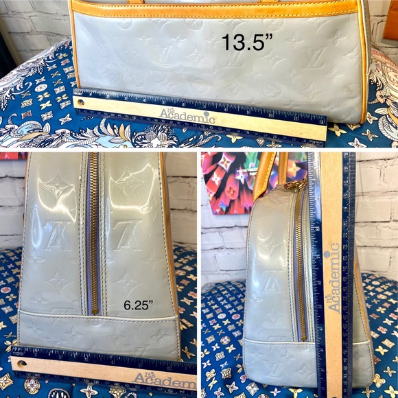 Louis Vuitton Ice blue Vernis Tompkins shoulder bag and scarf - Picture 16 of 16